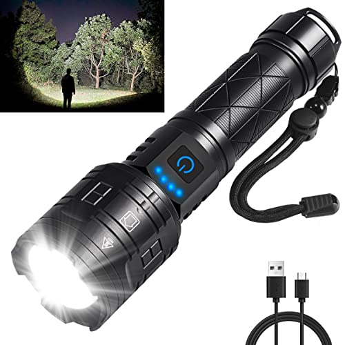 Rechargeable Flashlight High Lumens Tactical 5 Modes Adjustable Zoom Waterproof for Camping Emergencies lightessx