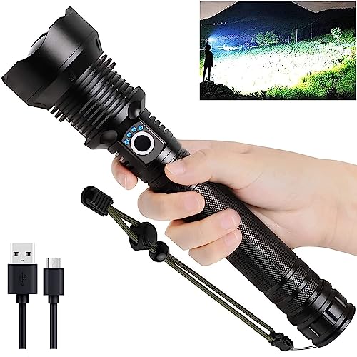 Rechargeable LED Flashlight High Lumens 5 Modes Waterproof Type C for Camping Emergencies lightessx
