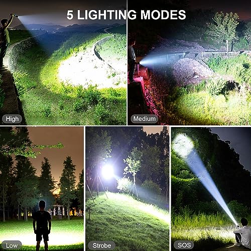 Rechargeable LED Flashlight High Lumens 5 Modes Waterproof Type C for Camping Emergencies lightessx