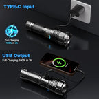 Rechargeable LED Flashlight High Lumens Zoomable 5 Modes Power Bank IPX6 Waterproof for Camping lightessx