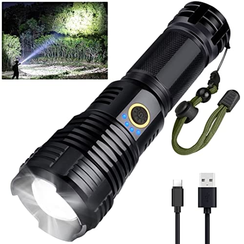 Rechargeable LED Flashlight High Lumens Zoomable 5 Modes Power Bank IPX6 Waterproof for Camping lightessx