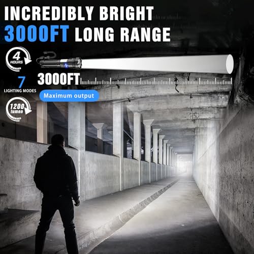 Rechargeable LED Flashlight 1200 Lumens 7 Modes Zoomable COB Side Light Magnetic Base Waterproof lightessx
