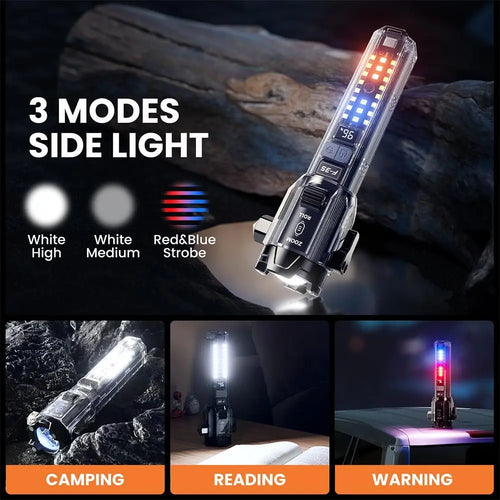 Car Safety Hammer Flashlight LED Tactical Torch with Glass Breaker Seatbelt Cutter Magnetic Base lightessx