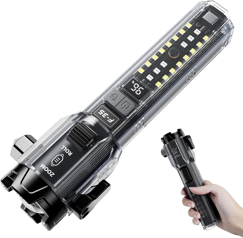 Car Safety Hammer Flashlight LED Tactical Torch with Glass Breaker Seatbelt Cutter