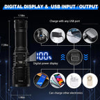 Rechargeable LED Flashlight 1000000 Lumens Super Bright Tactical Spotlight High Powered Waterproof Torch